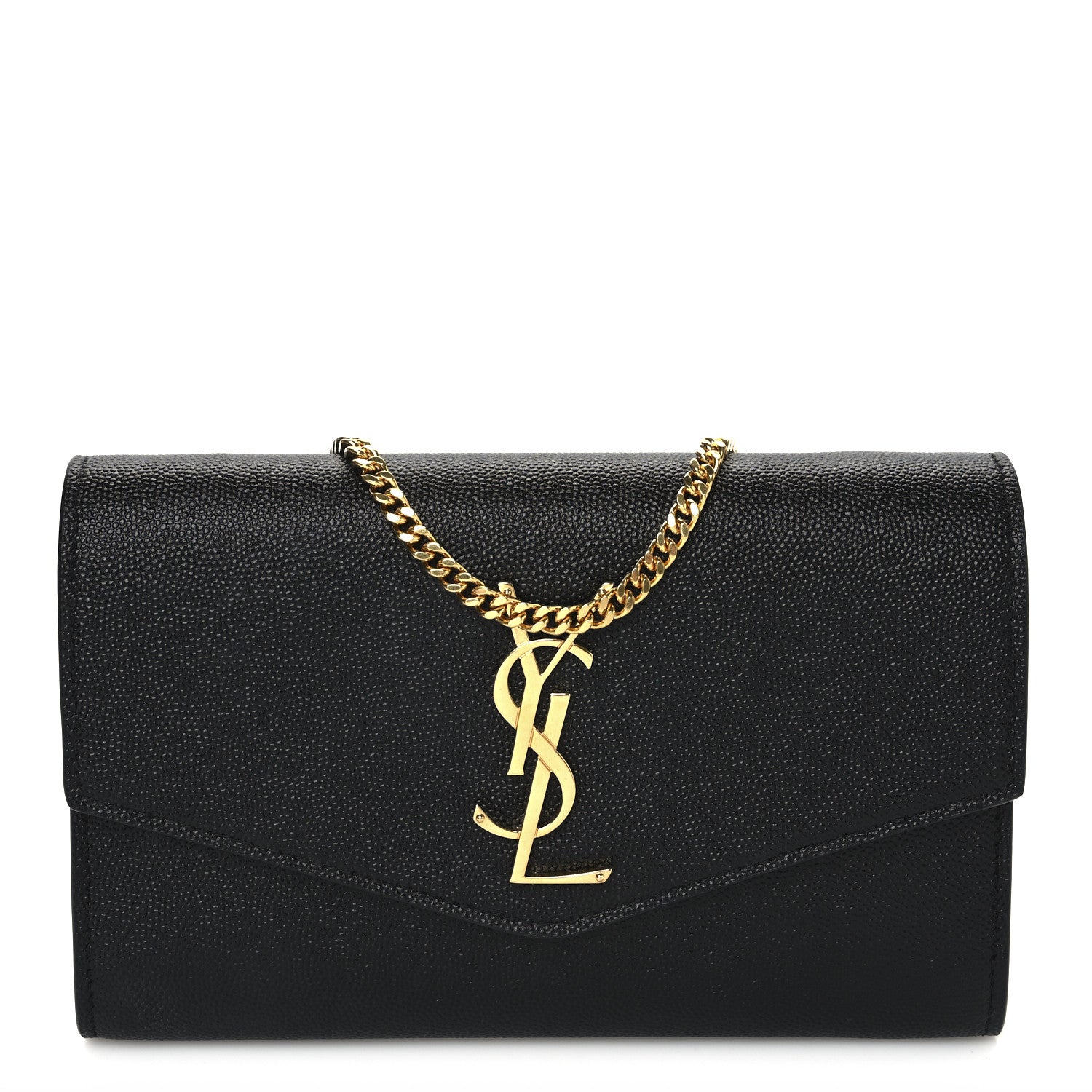 Saint Laurent Grain De Poudre Uptown Chain Wallet Black 1 of 10