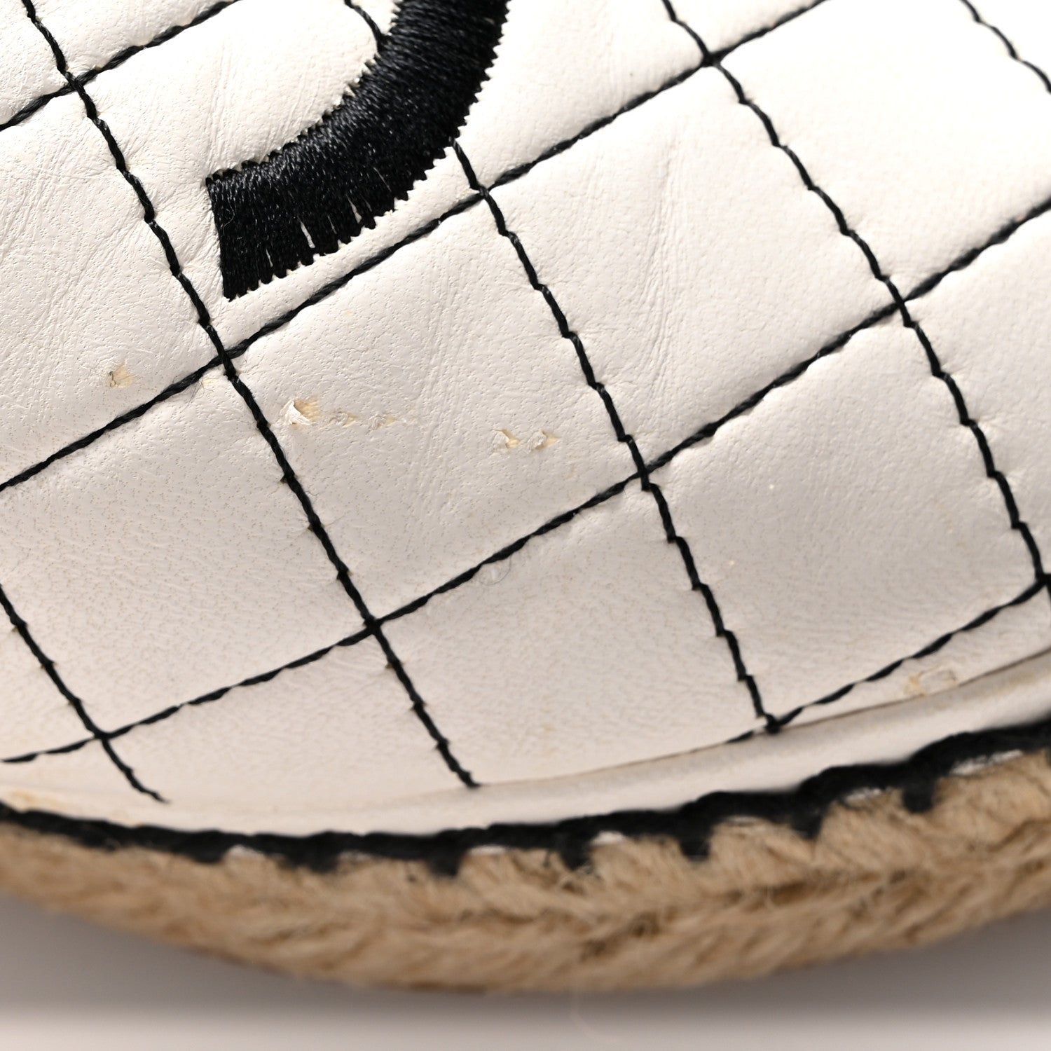Chanel Lambskin Stitched CC Espadrilles 39 White Black 12 of 14
