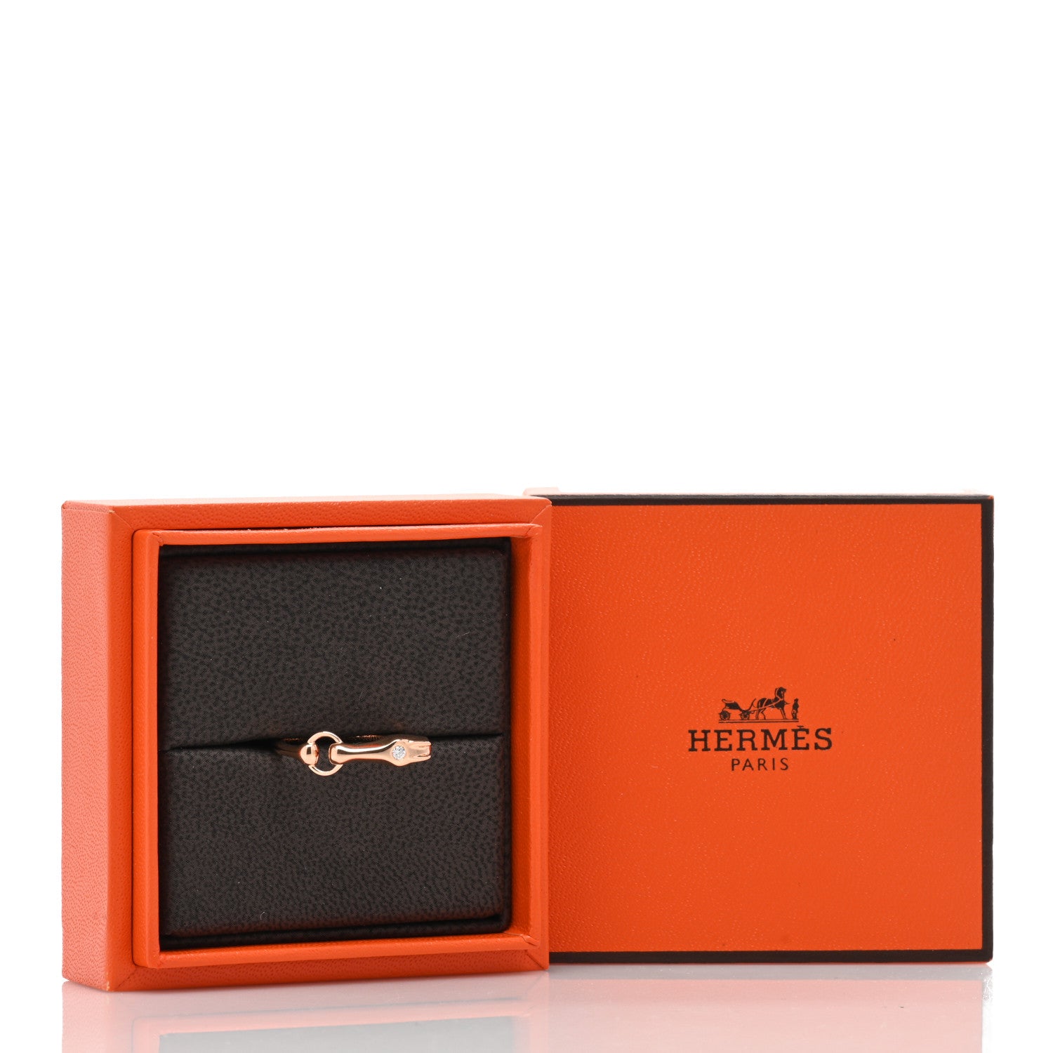 Hermes 18K Rose Gold Diamond TPM Galop Ring 53 6.25 6 of 6