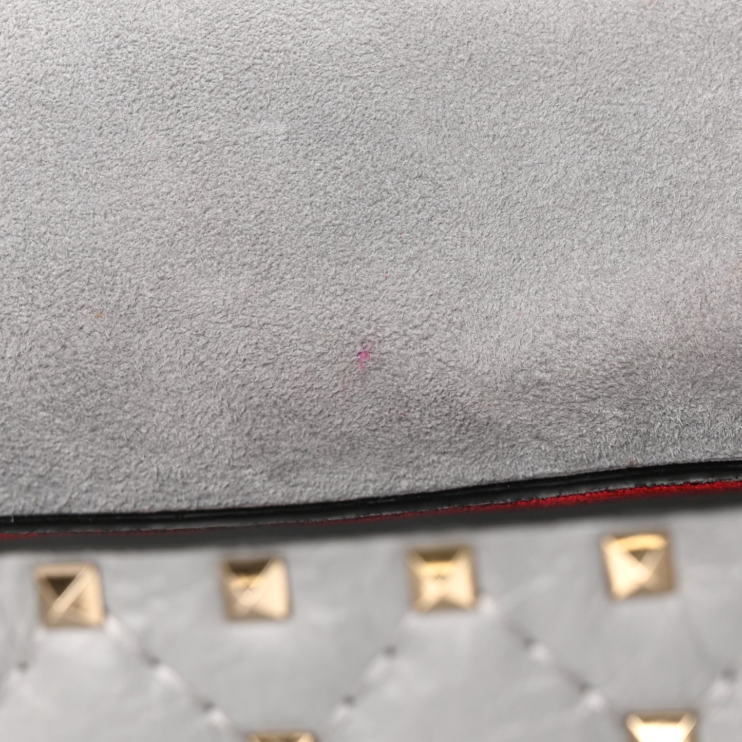 Craquele Nappa Medium Rockstud Spike Shoulder Bag Pastel Grey