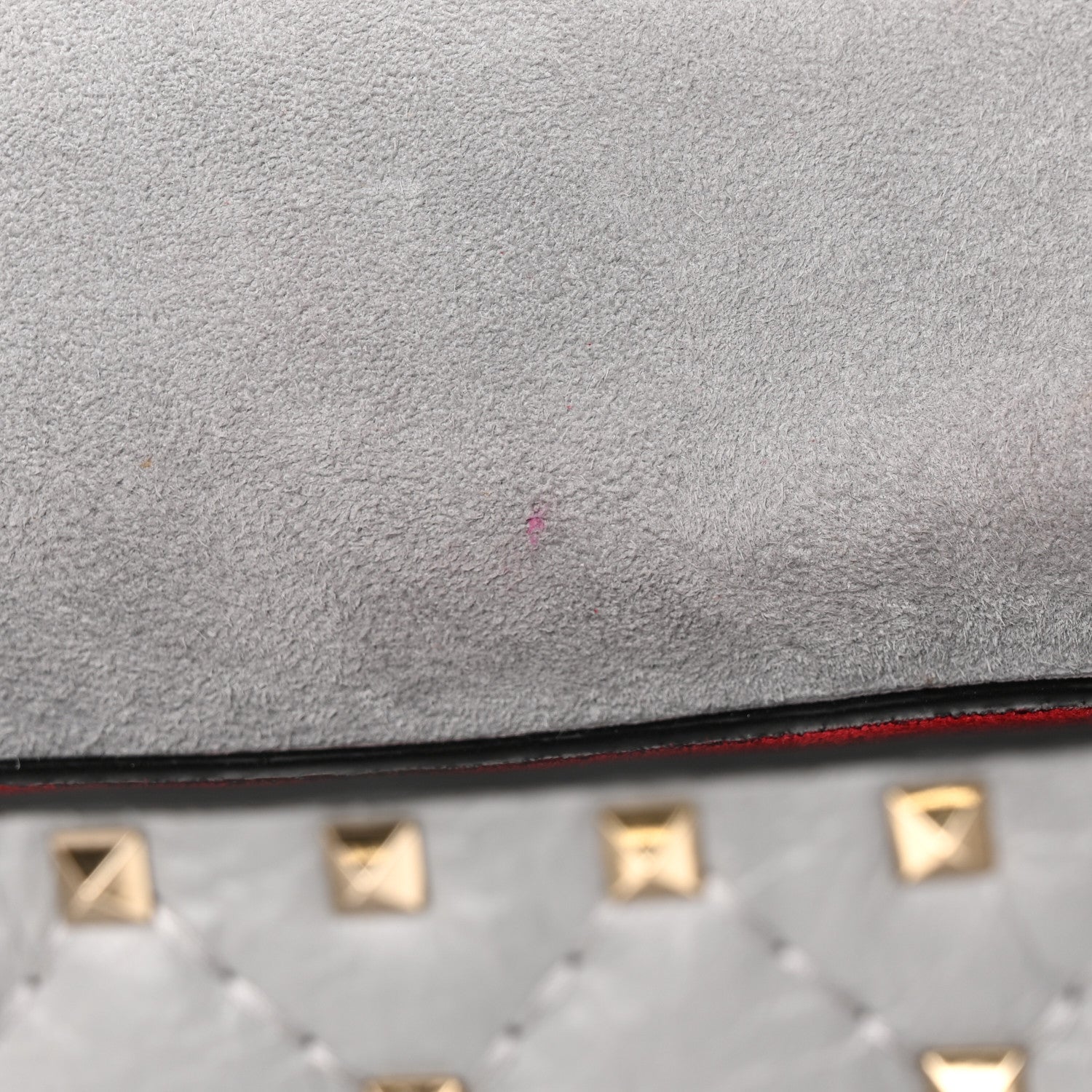 Valentino Garavani Craquele Nappa Medium Rockstud Spike Shoulder Bag Pastel Grey 12 of 13