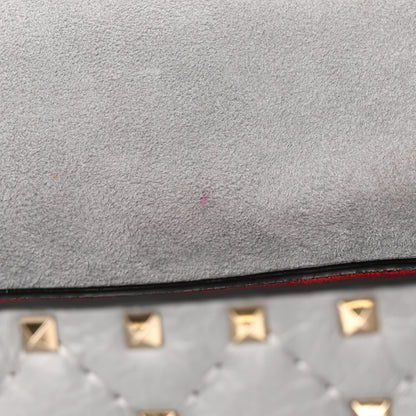 Valentino Garavani Craquele Nappa Medium Rockstud Spike Shoulder Bag Pastel Grey 12 of 13