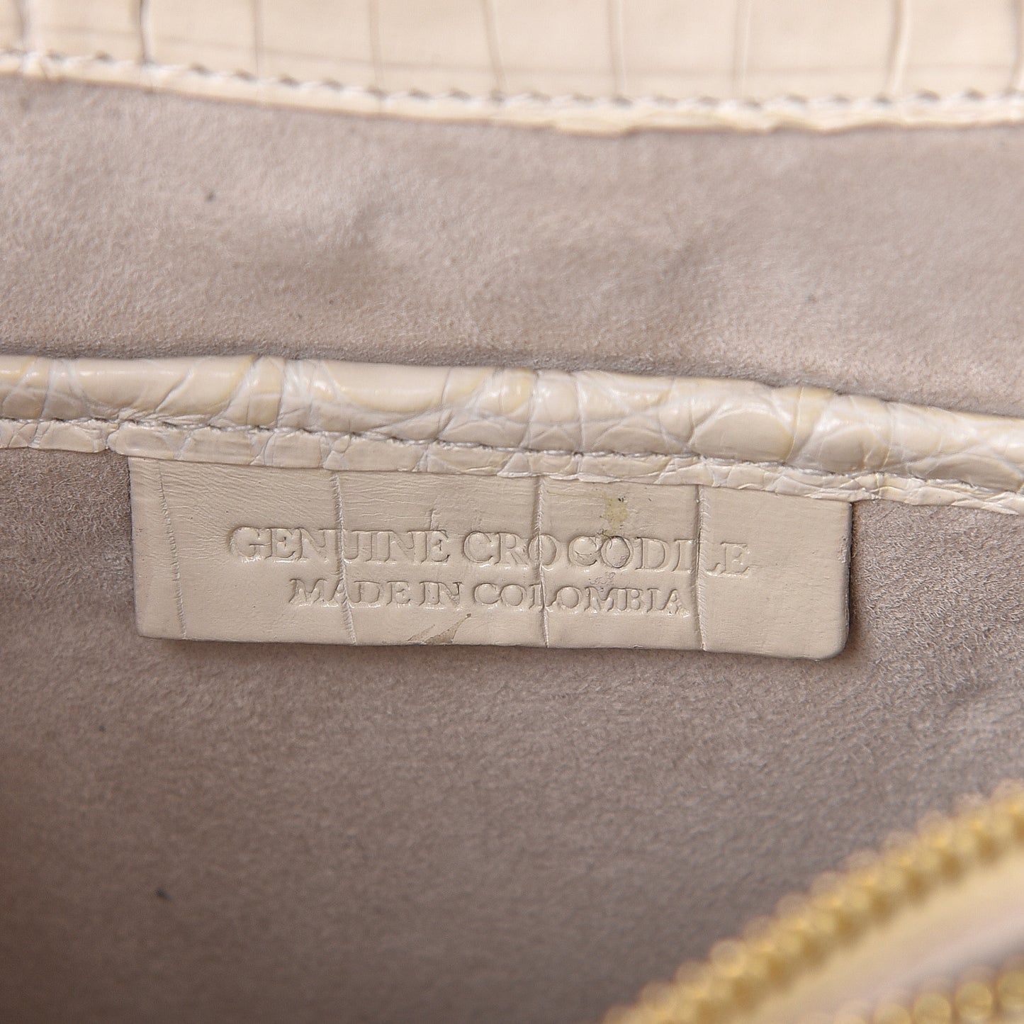 Crocodile Small Lexi Patchwork Top Handle Bag Cream
