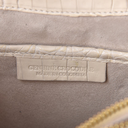 Nancy Gonzalez Crocodile Small Lexi Patchwork Top Handle Bag Cream 8 of 11