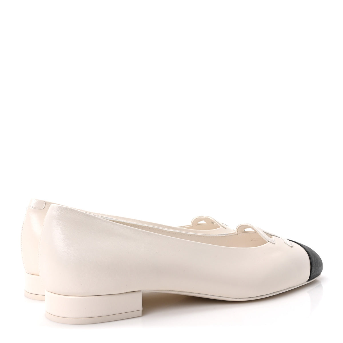 Chanel Goatskin CC Ballet Flats 39.5 White Black 5 of 10