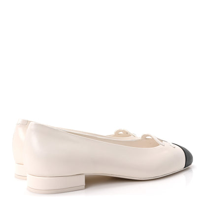 Chanel Goatskin CC Ballet Flats 39.5 White Black 5 of 10