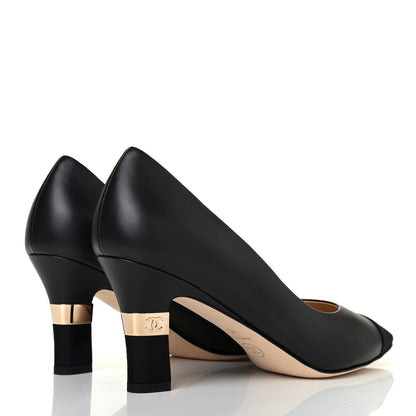 Chanel Goatskin Grosgrain Cap Toe CC Pumps 40 Black 3 of 4