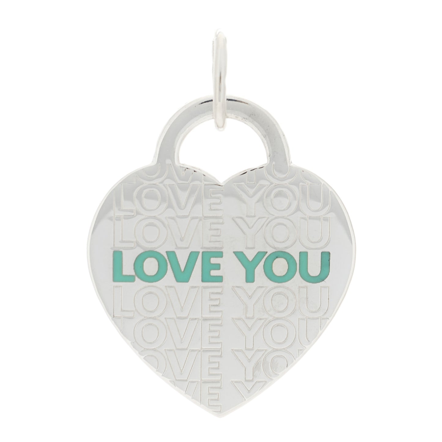 Sterling Silver Enamel LOVE YOU Heart Charm Blue
