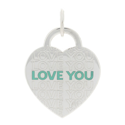 Tiffany Sterling Silver Enamel LOVE YOU Heart Charm Blue 1 of 4