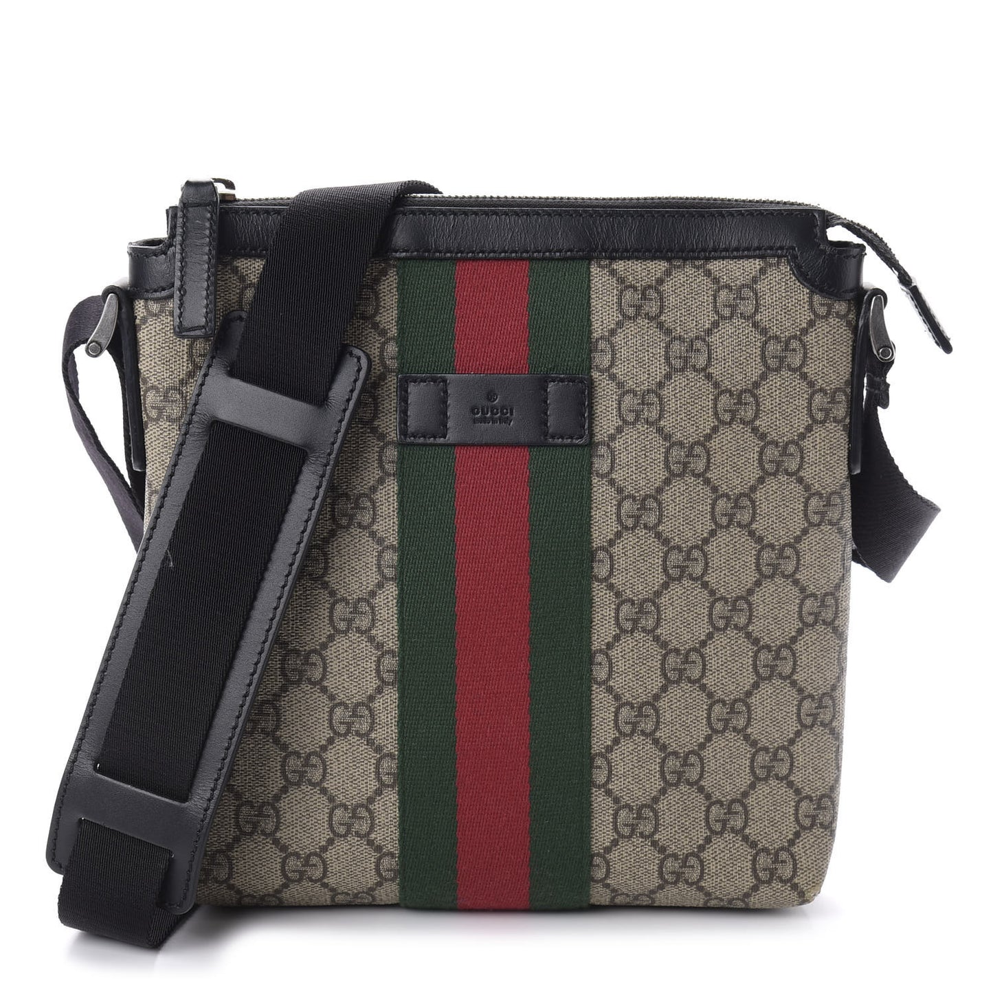 GG Supreme Monogram Web Messenger Bag Black