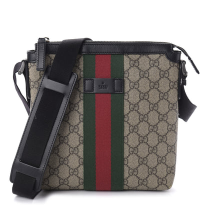 Gucci GG Supreme Monogram Web Messenger Bag Black 1 of 10