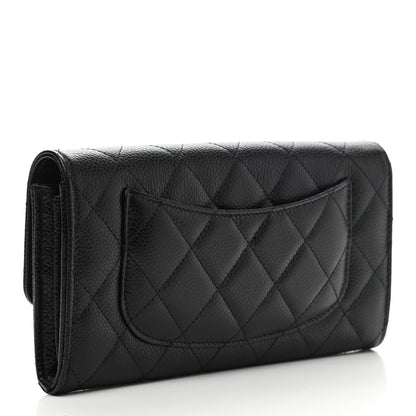 Chanel Caviar Quilted Large Gusset Flap Wallet Black 3 of 9
