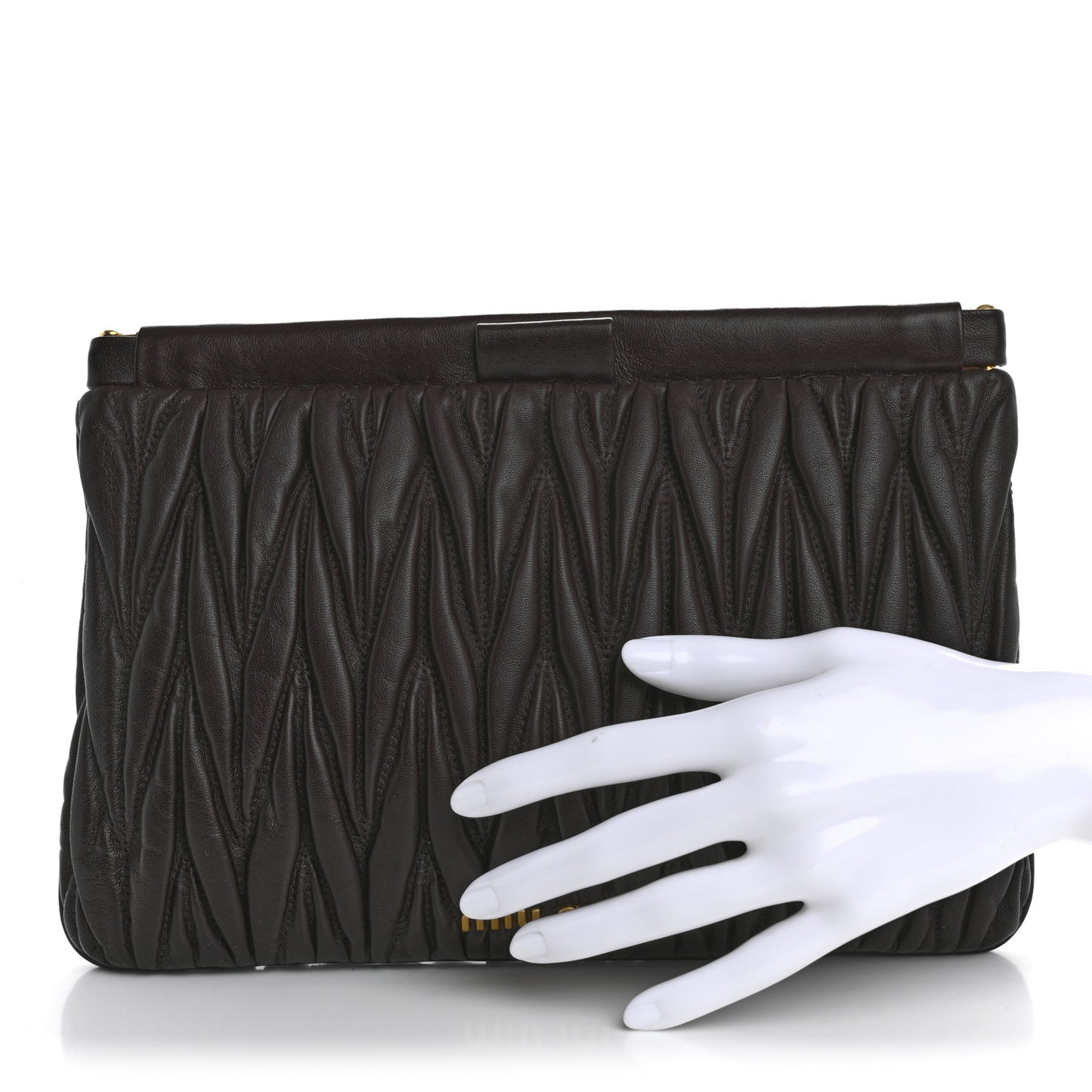 Nappa Matelasse Clutch Dark Brown