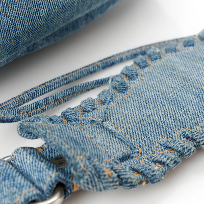Balenciaga Washed Frayed Denim Crystal Small Le Cagole Shoulder Bag Blue 11 of 13