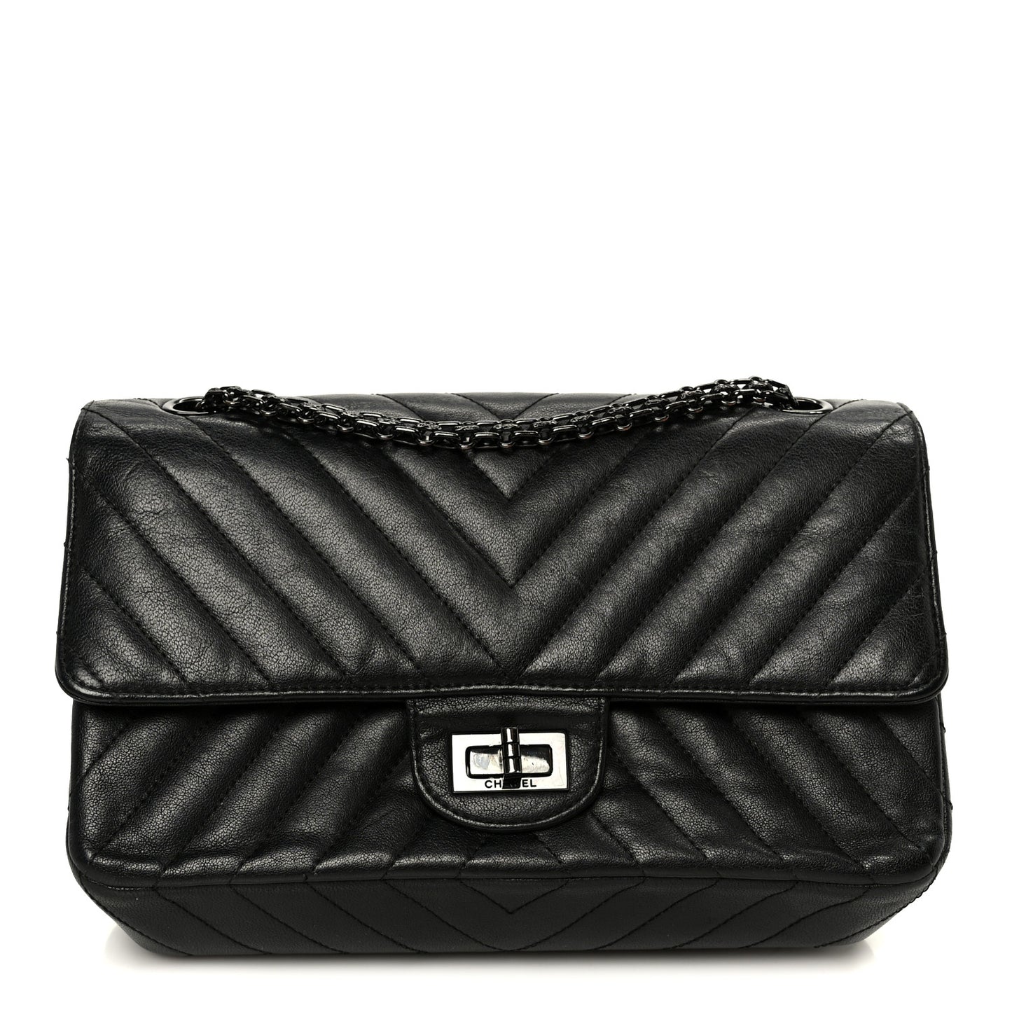 Sheepskin Chevron Quilted 2.55 Reissue 225 Double Flap So Black
