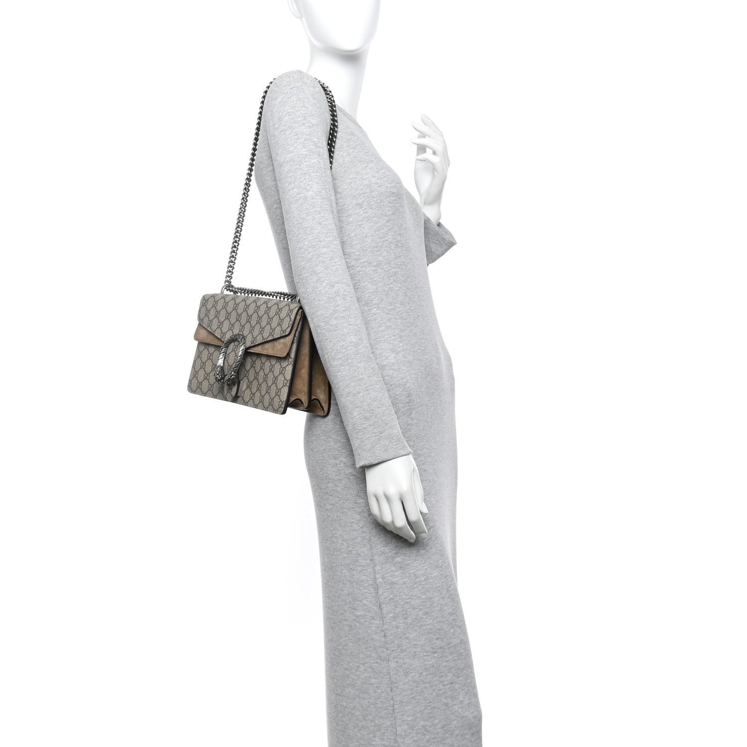 Gucci GG Supreme Monogram Small Dionysus Shoulder Bag Taupe 2 of 10