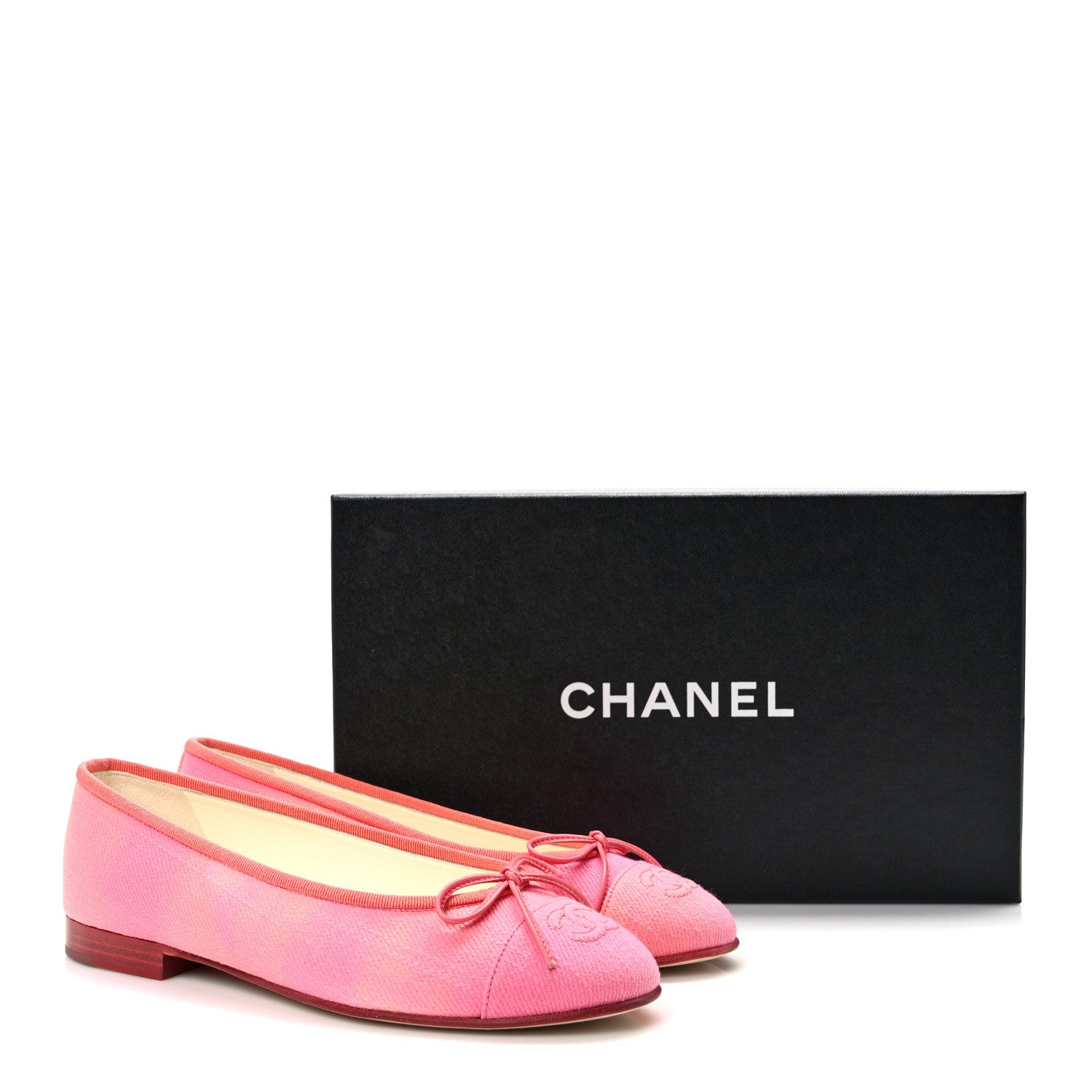 Chanel Fabric Cap Toe CC Ballerina Flats 36.5 Coral Pink Orange 9 of 9