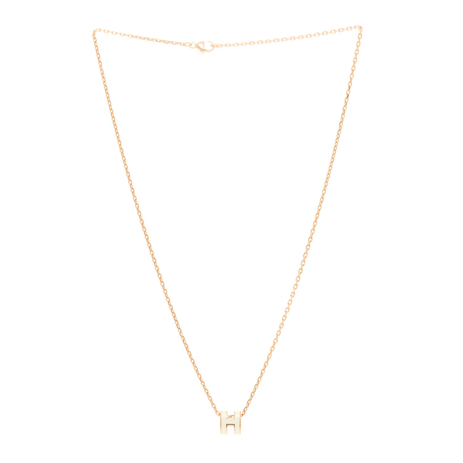 Hermes Lacquered Rose Gold Mini Pop H Pendant Necklace White 3 of 7