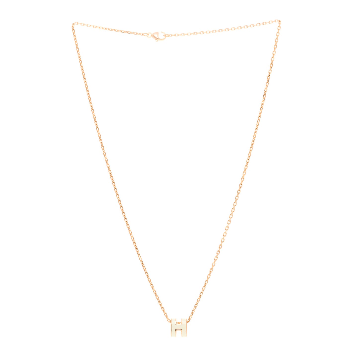 Lacquered Rose Gold Mini Pop H Pendant Necklace White