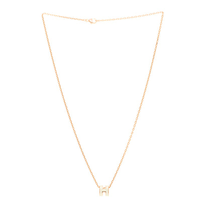 Hermes Lacquered Rose Gold Mini Pop H Pendant Necklace White 4 of 14
