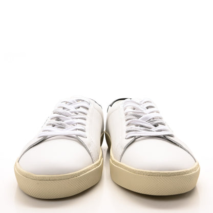 Saint Laurent Calfskin Embroidered Court Classic Sneakers 38 White Black 3 of 9