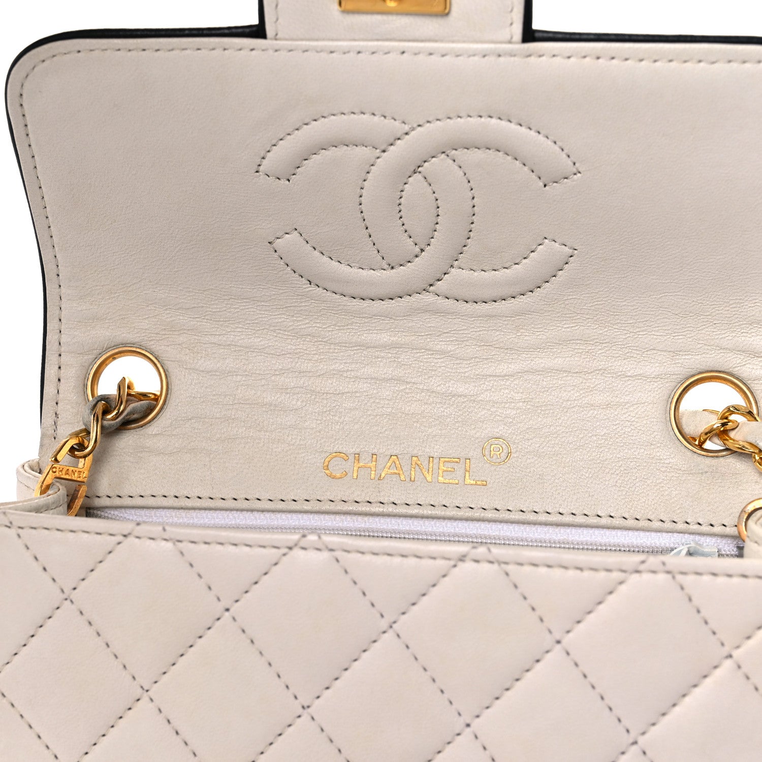 Chanel Lambskin Quilted Mini Square Flap White 12 of 17