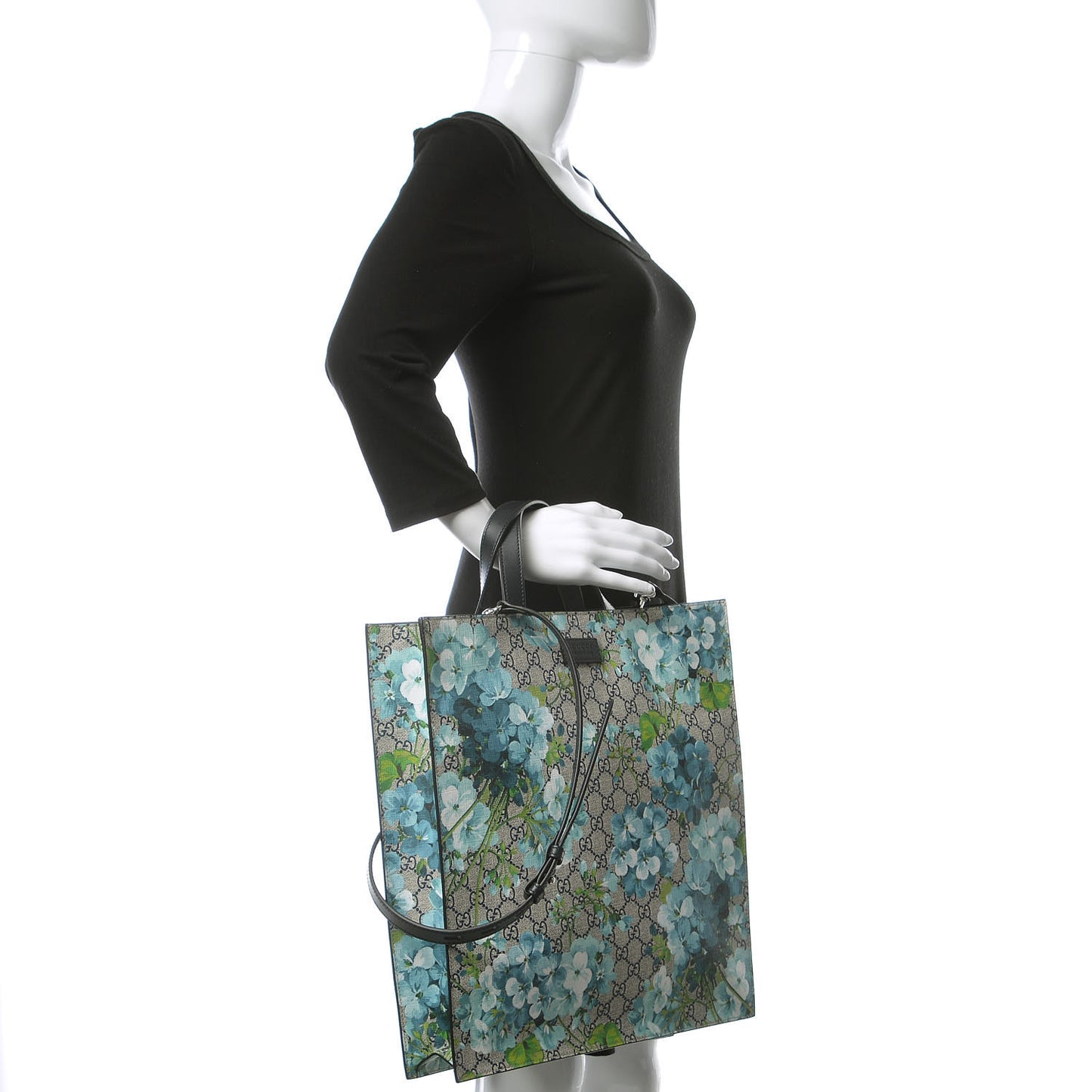 Soft GG Supreme Monogram Blooms Vertical Tote Blue