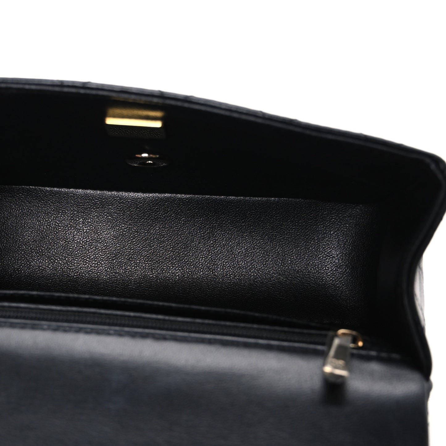 Lambskin Quilted Mini Top Handle Rectangular Flap Black