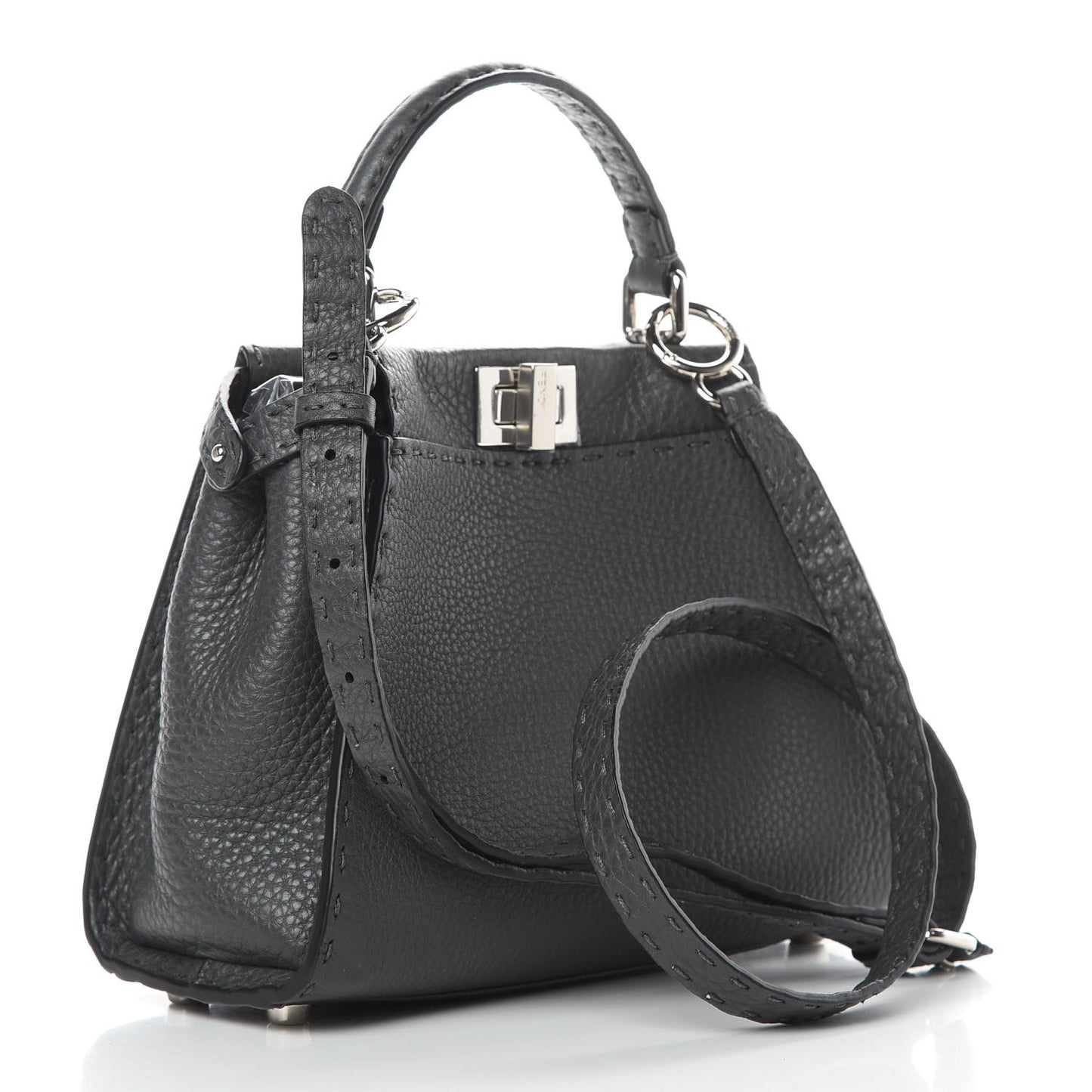 Cuoio Romano Selleria Bi-Color Mini Peekaboo Iconic Satchel Asfalto Latte