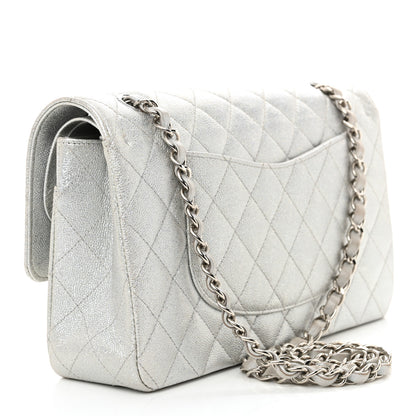 Chanel Glittered Metallic Caviar Quilted Medium Double Flap Silver 3 of 12
