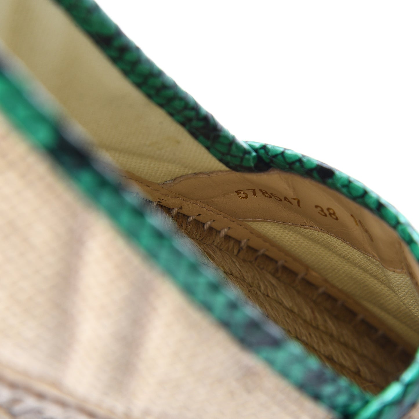 Straw Matelasse Elaphe GG Marmont Espadrilles 38 Natural New Shamarock