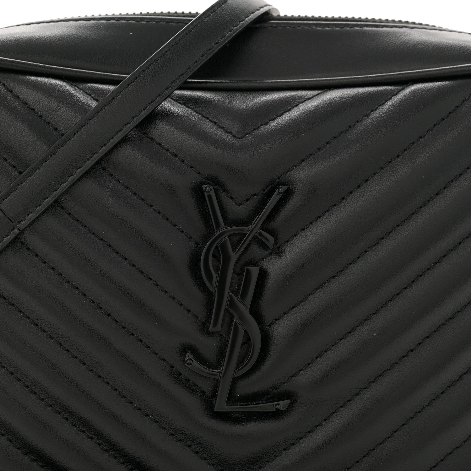 Saint Laurent Calfskin Matelasse Monogram Monochrome Lou Camera Bag Black 8 of 13