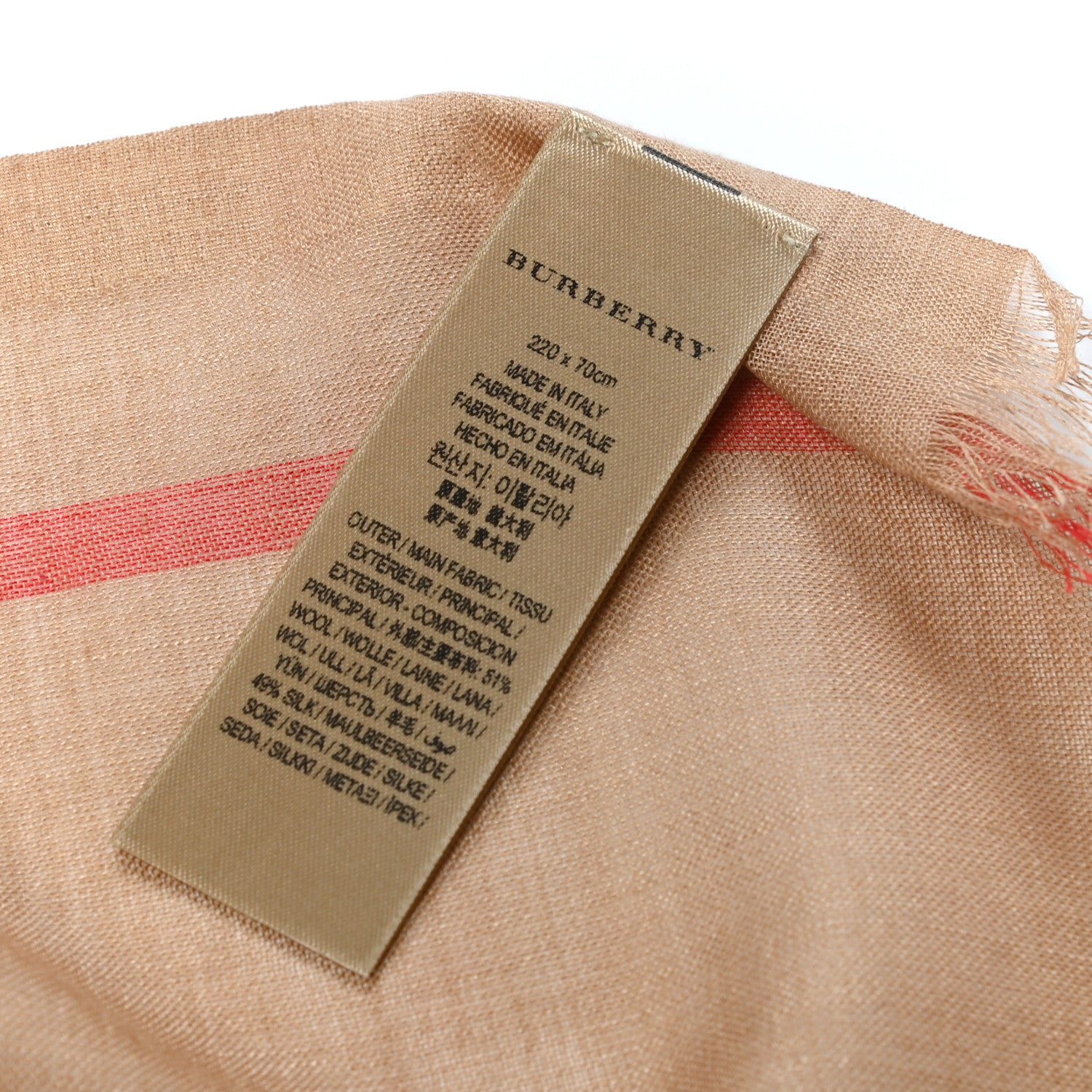 Burberry Wool Silk Gauze Giant Check Lightweight Scarf Camel 4 of 4