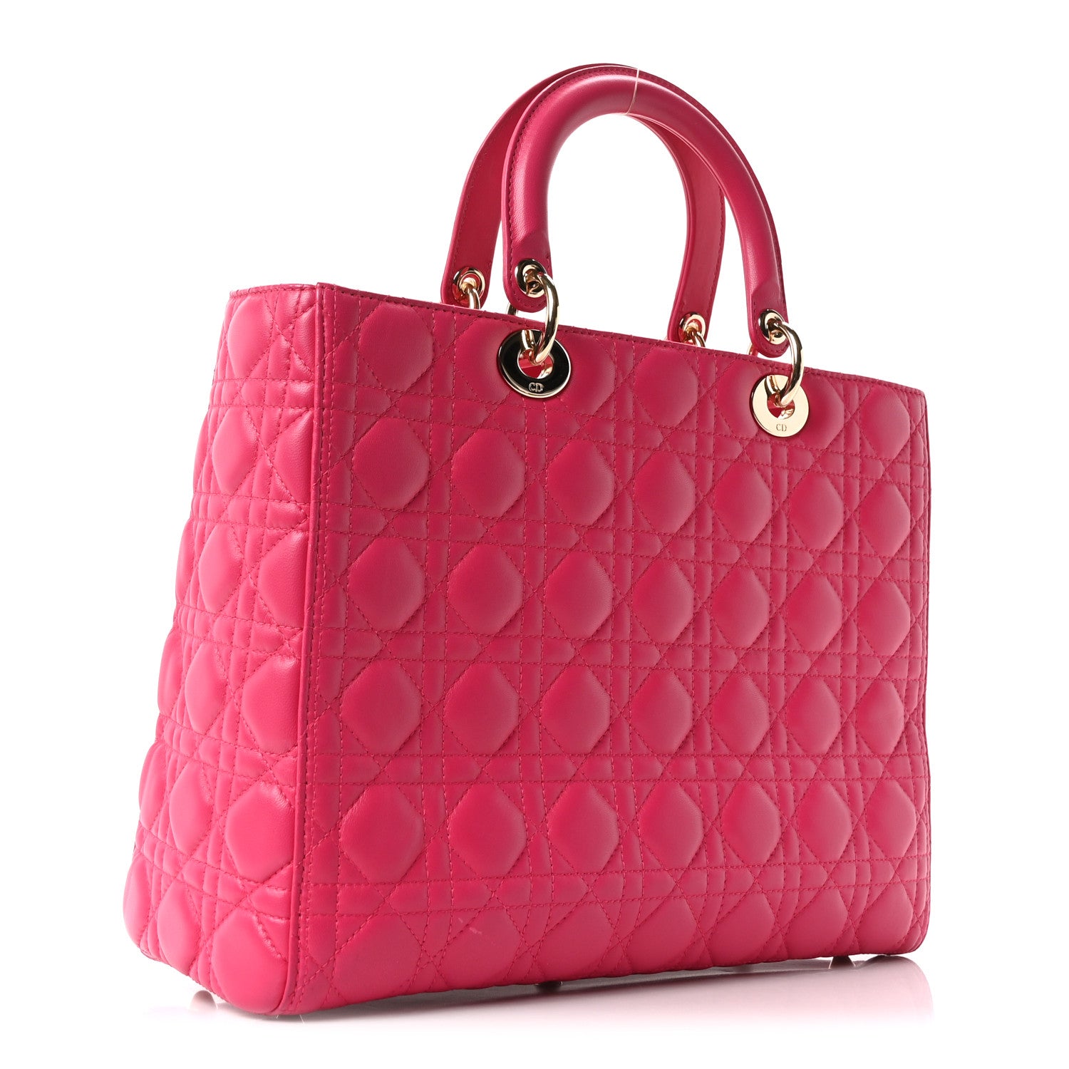 Christian Dior Lambskin Cannage Large Lady Dior Fuchsia 3 of 10