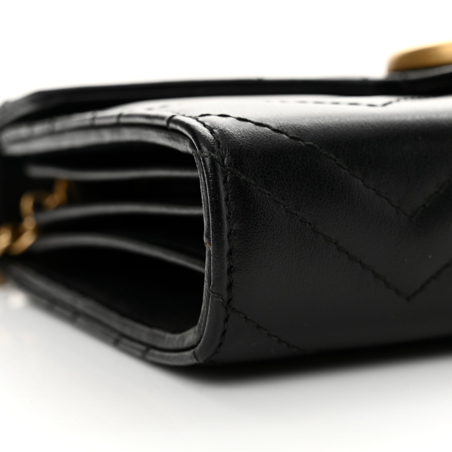 Calfskin Matelasse GG Marmont Chain Wallet Black