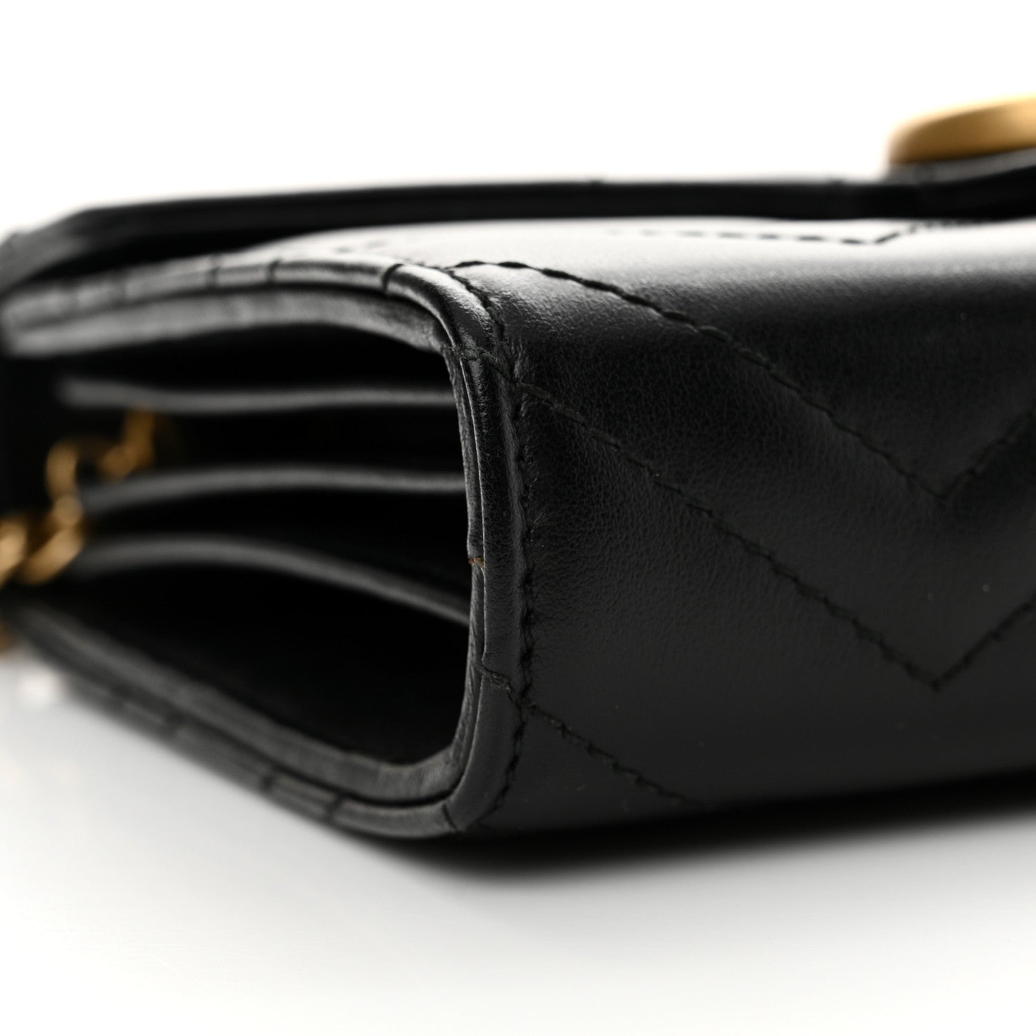 Gucci Calfskin Matelasse GG Marmont Chain Wallet Black 8 of 11