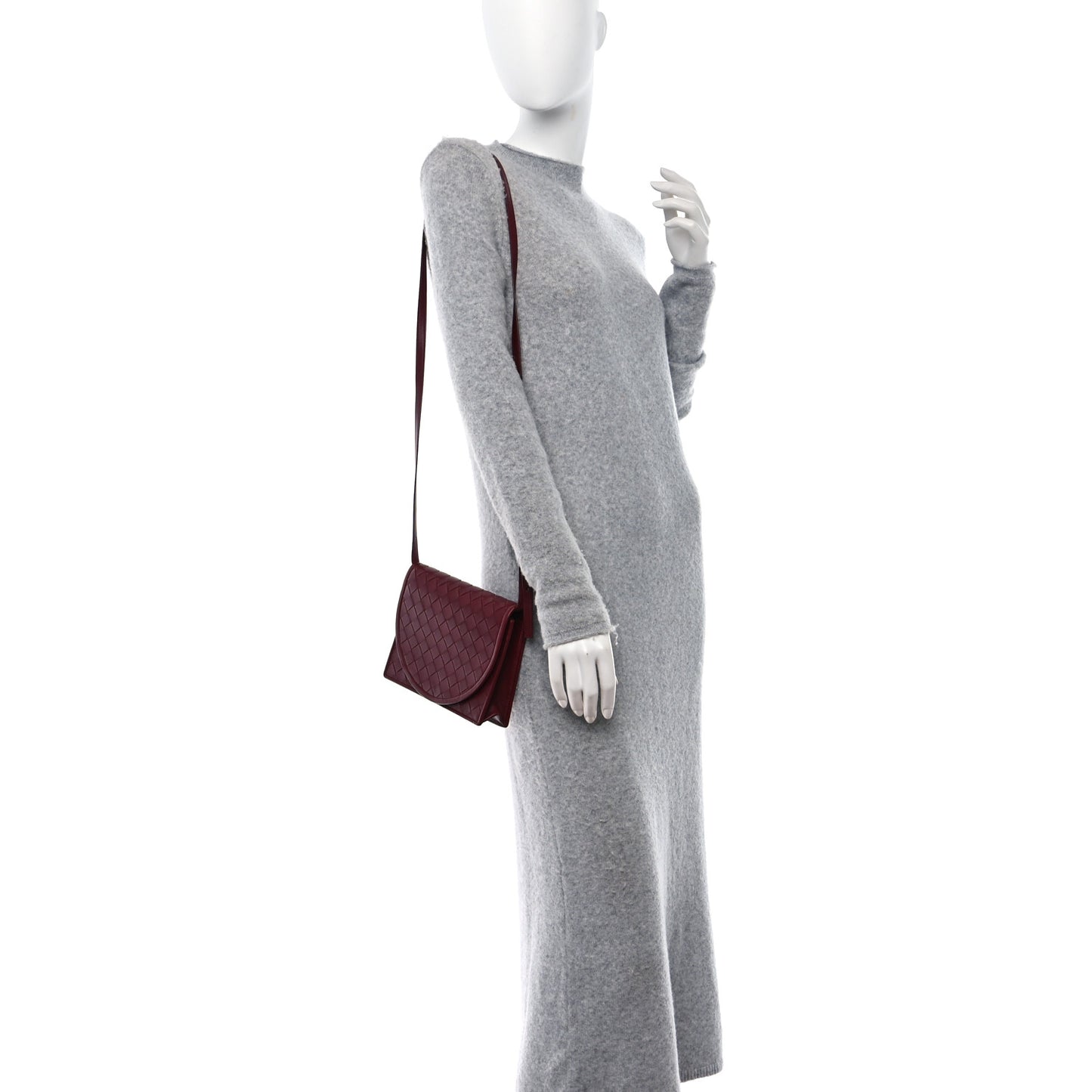 Nappa Intrecciato Flap Bag Burgundy