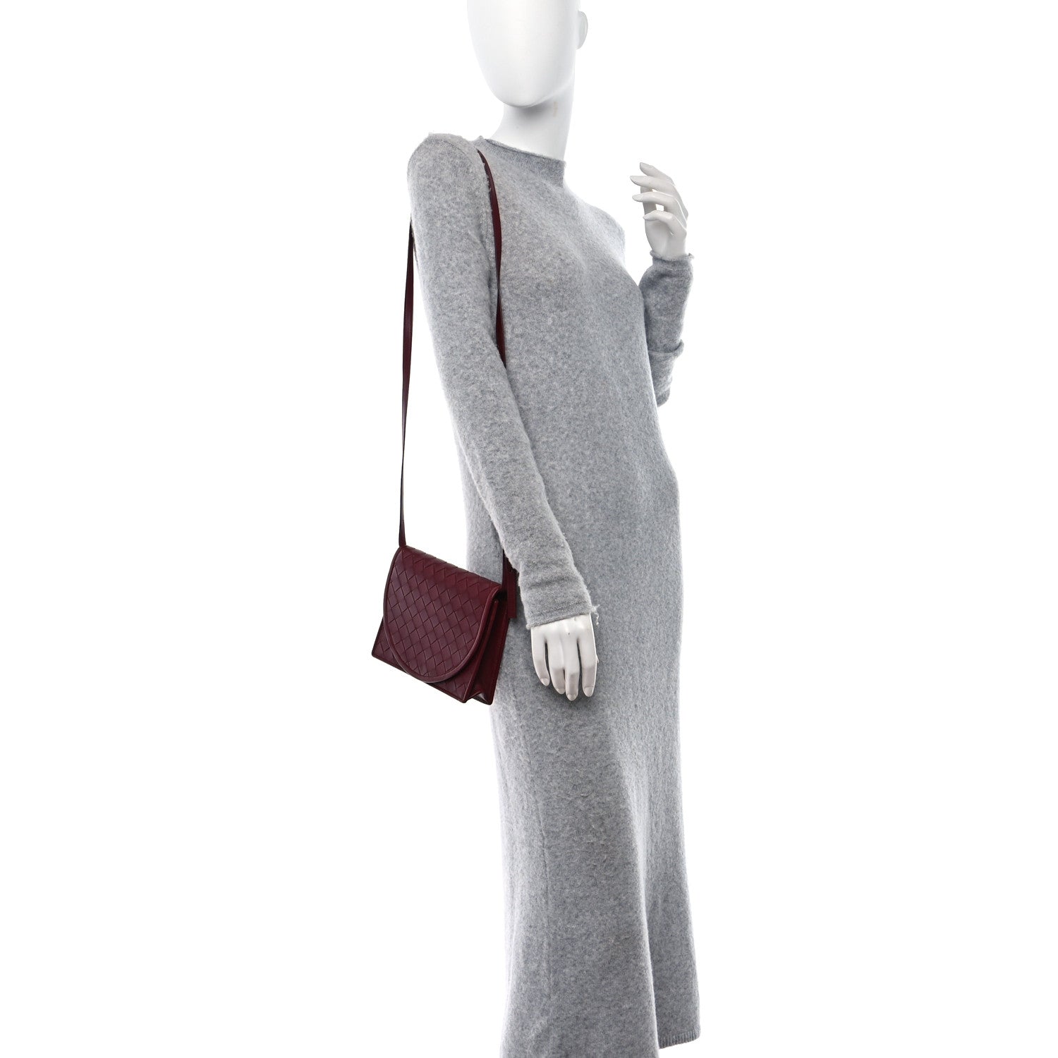 Bottega Veneta Nappa Intrecciato Flap Bag Burgundy 2 of 8