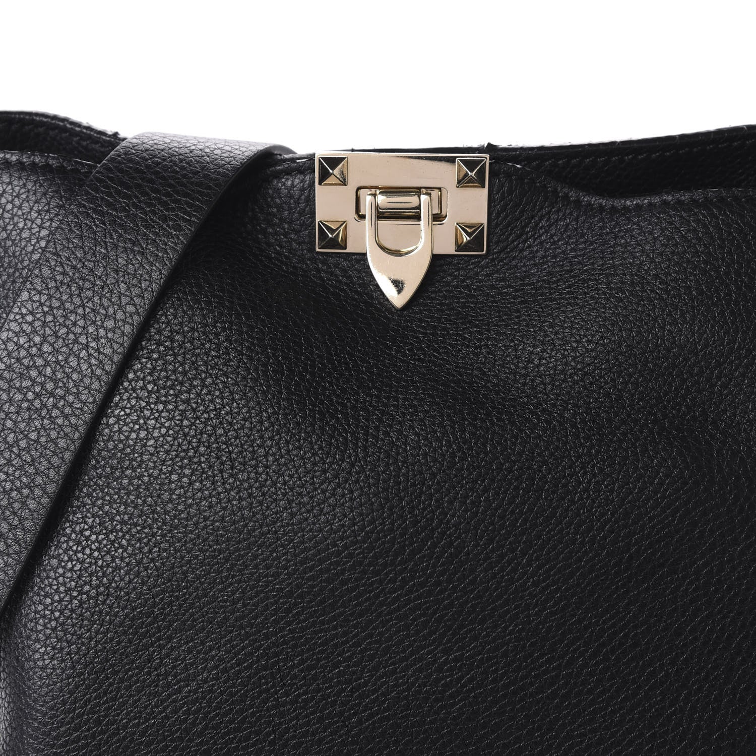Valentino Garavani Pebbled Calfskin Small Rockstud Flip-Lock Messenger Bag Black 9 of 9