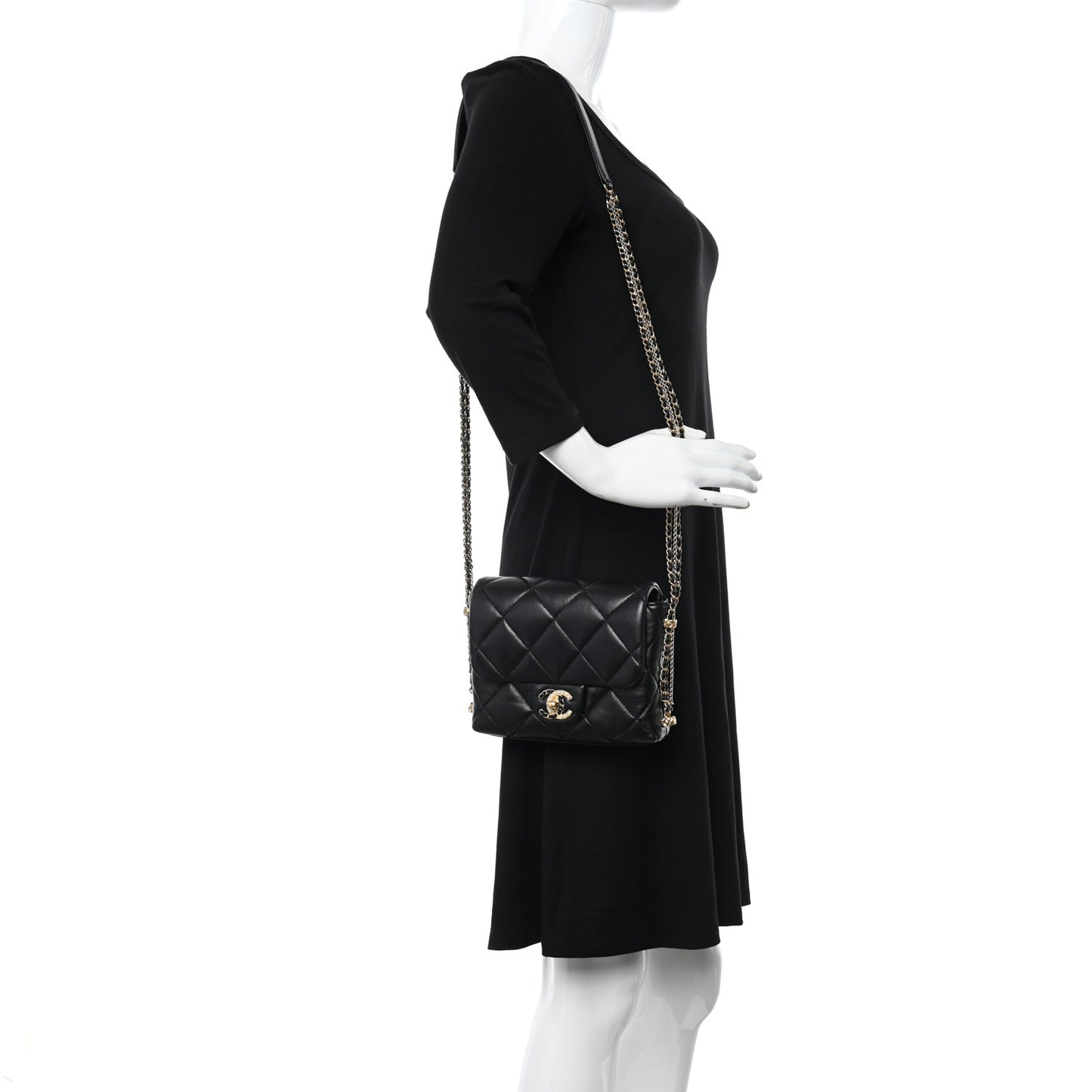 Lambskin Quilted Mini Crush On Chains Flap Bag Black