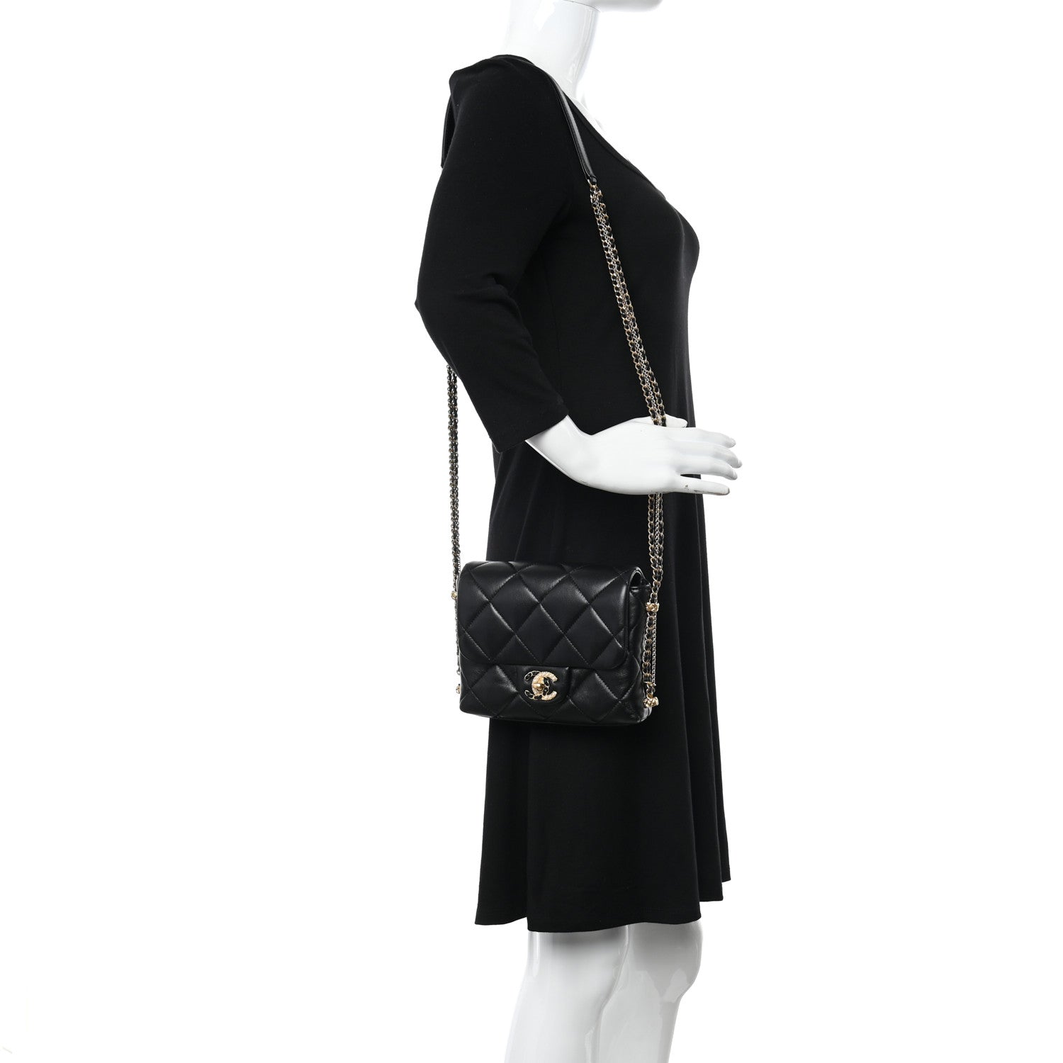 Chanel Lambskin Quilted Mini Crush On Chains Flap Bag Black 2 of 10