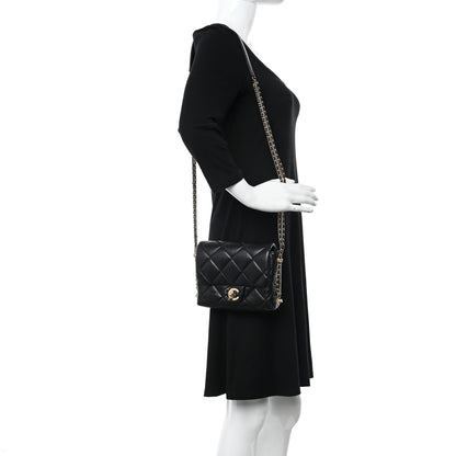 Chanel Lambskin Quilted Mini Crush On Chains Flap Bag Black 2 of 10