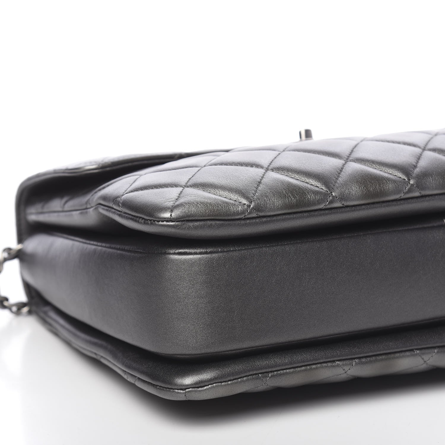 Chanel Metallic Calfskin Quilted Large Trendy CC Flap Dual Handle Bag Dark Silver 8 of 11