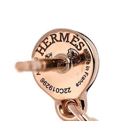 Hermes 18K Rose Gold PM Ex-Libris Drop Earrings 4 of 6