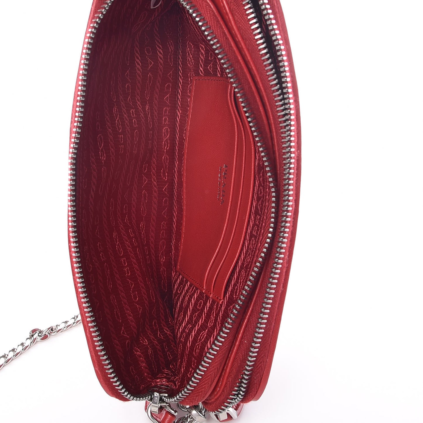Nappa Impunture Diagramme Mini Double Zip Chain Crossbody Bag Fuoco