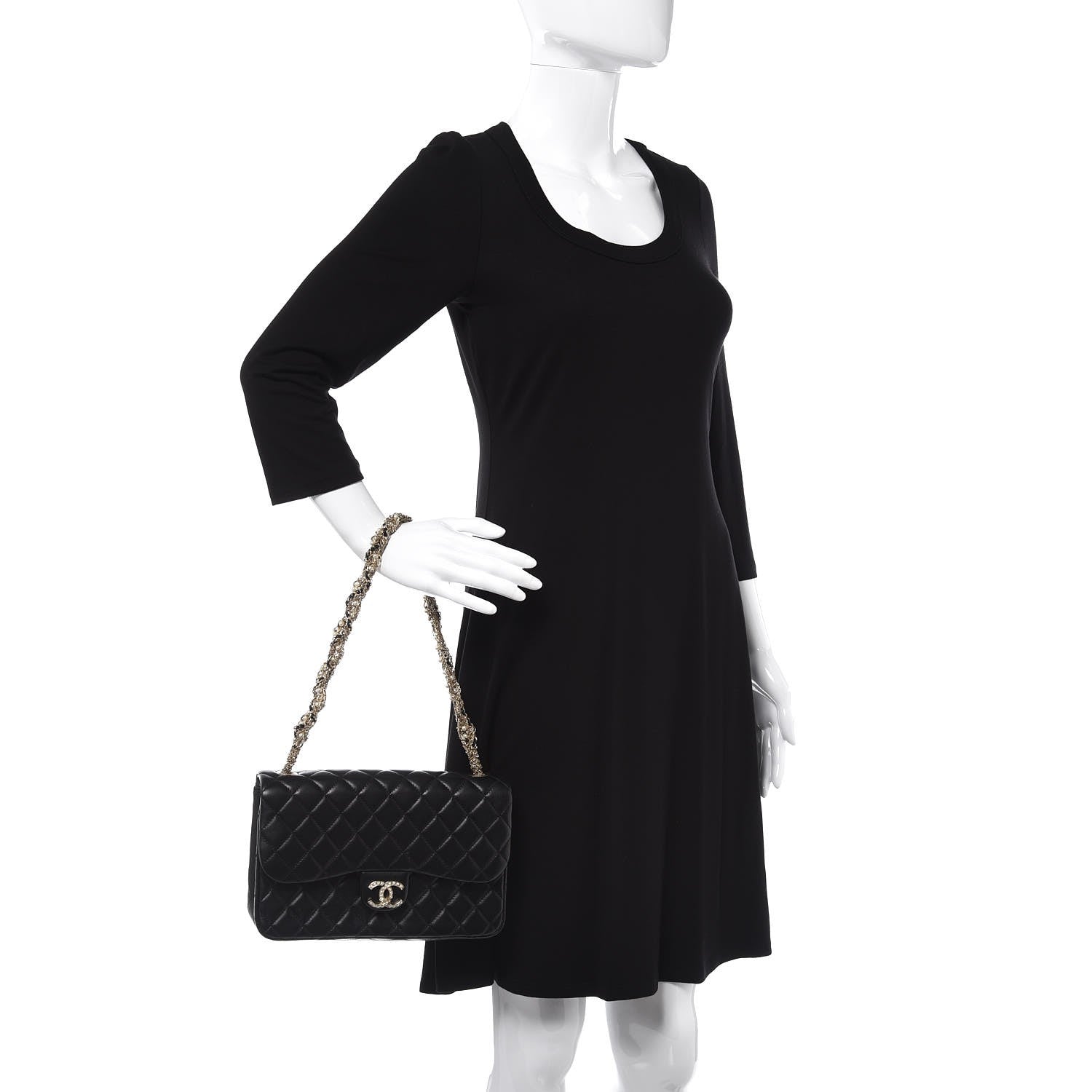 Chanel Lambskin Quilted Medium Westminster Pearl Flap Black 2 of 8