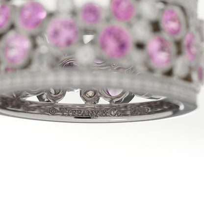 Tiffany Platinum Diamond Pink Sapphire Cobblestone Band Ring 53 6.5 5 of 6