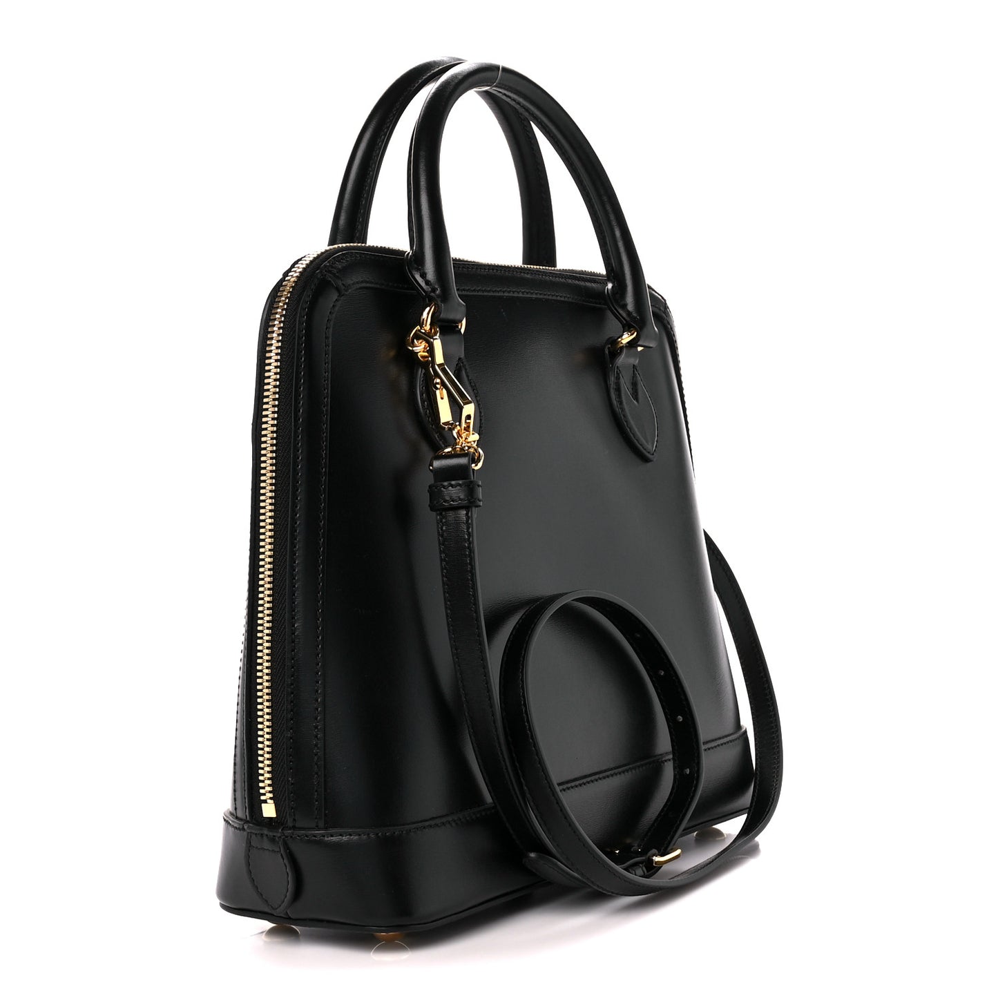 Boarded Plutone Calfskin Horsebit 1955 Top Handle Bag Black