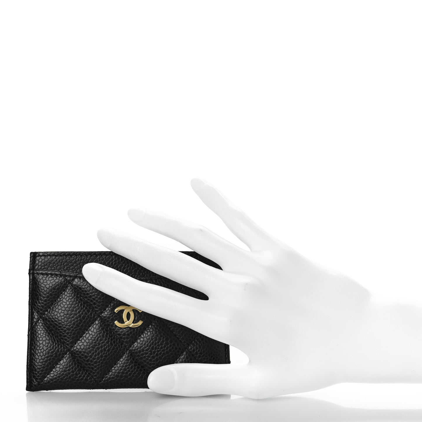 Caviar Quilted Card Holder Black