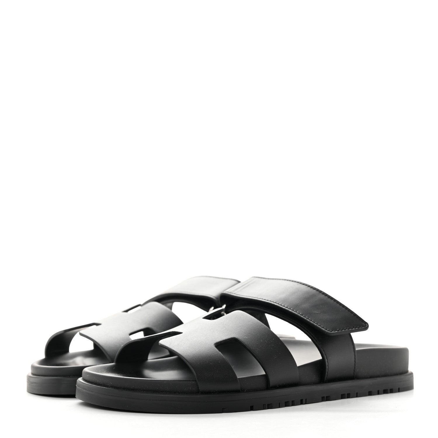 Hermes Calfskin Womens Chypre Sandals 36.5 Black 3 of 9
